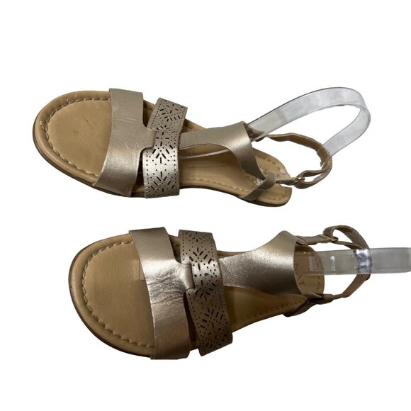 Naturalizer Womens Leather Sandals With Laser Cut Straps 8M Beige Ankle Closure - Picture 14 of 14